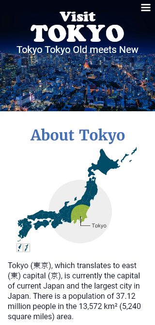 Home Page for Tokyo Website